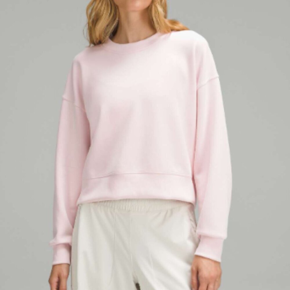 LULULEMON Perfectly Oversized Cropped Crew Softstreme Sweatshirt Pink Size 14